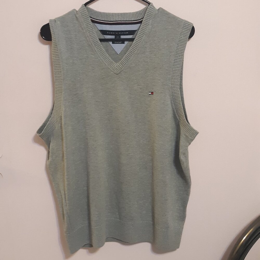 Grey Tommy Hilfiger Men's Sweater Vest, Size Large
